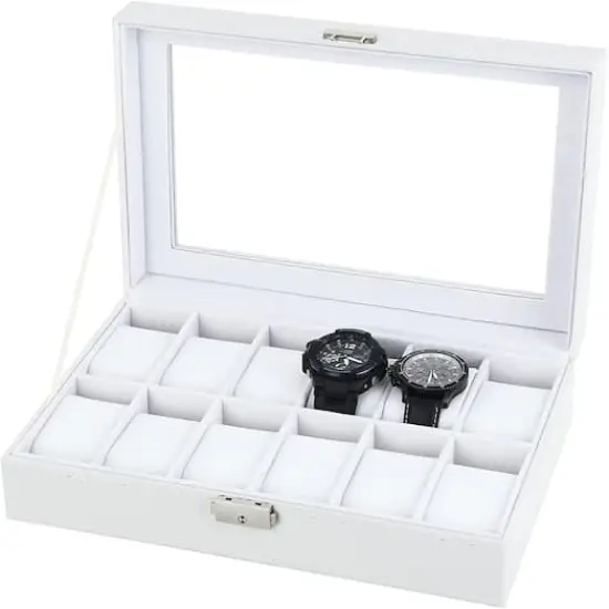 Daisy White Dozen Leather Watch Box {1}