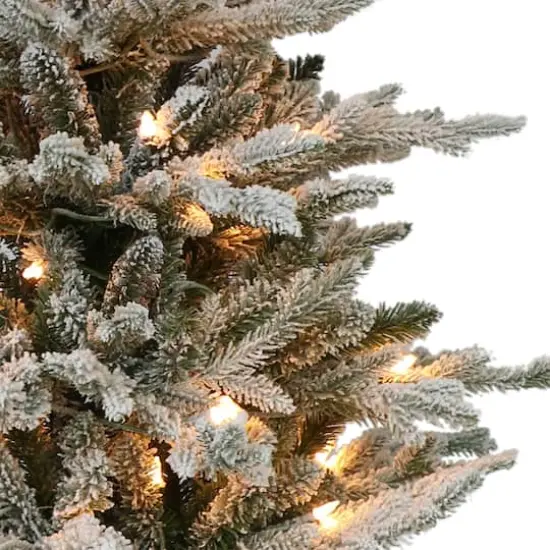 2ft. Pre-Lit Potted Flocked Pencil Arctic Fir Artificial Christmas Tree, Clear Lights {3}