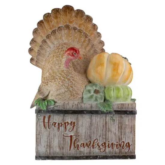 20" Turkey & Pumpkins Happy Thanksgiving Decoration {1}