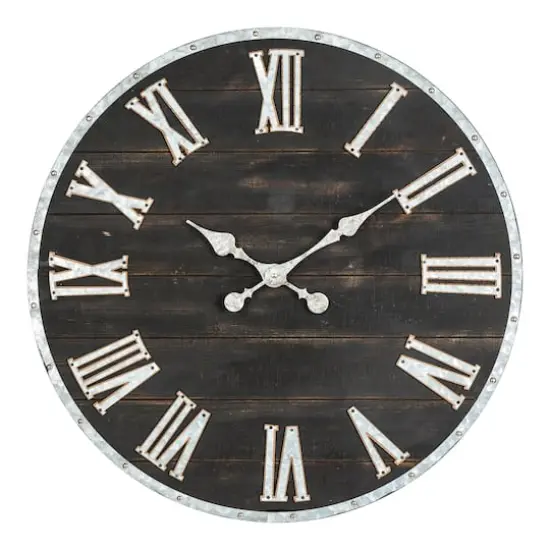 Glitzhome® 27.5" Oversized Farmhouse Wooden & Galvanized Wall Clock {1}