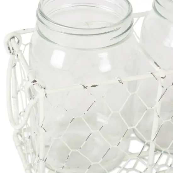 Antique White Flatware Caddy With Clear Jars {6}