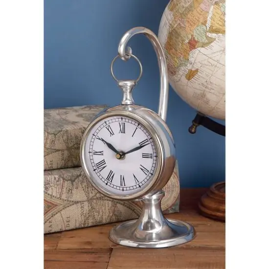 11" Silver Aluminum Coastal Clock {9}