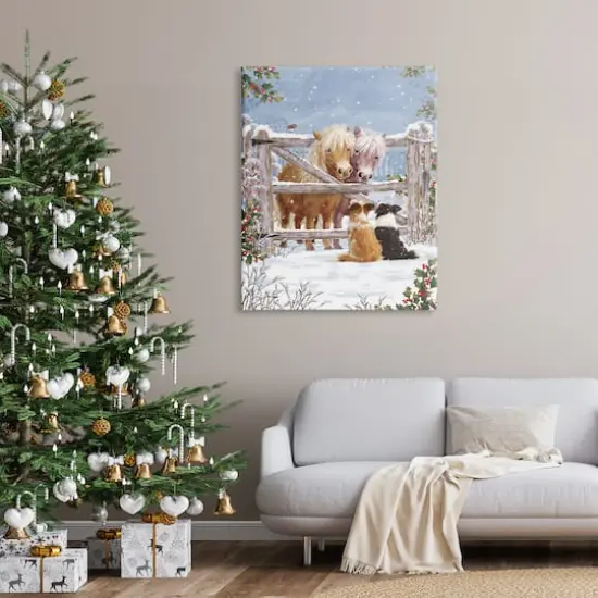 Stupell Industries Ponies & Dogs Winter Farm Scene Canvas Wall Art {3}
