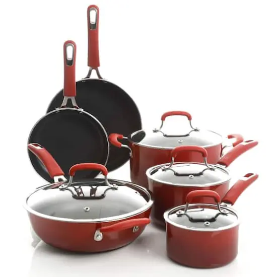 Kenmore&reg; Elite Andover 10-Piece Red Gradient Nonstick Aluminum Cookware Set {7}