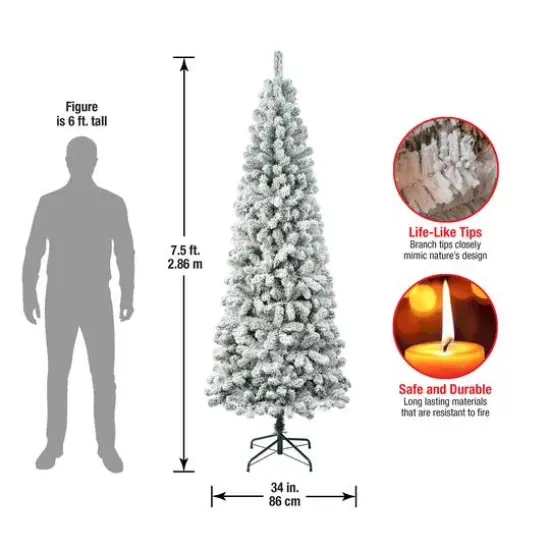 7.5ft. Unlit Acacia Medium Flocked Artificial Christmas Tree {5}