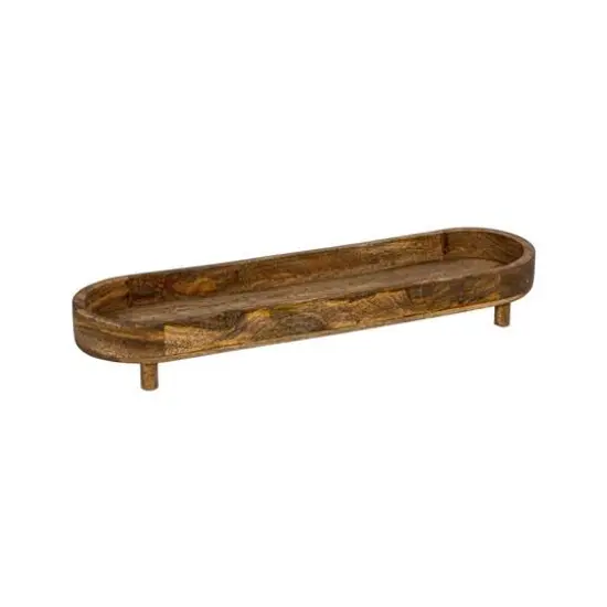 Hello Honey&reg; 21.5" Natural Footed Mango Wood Tray {1}