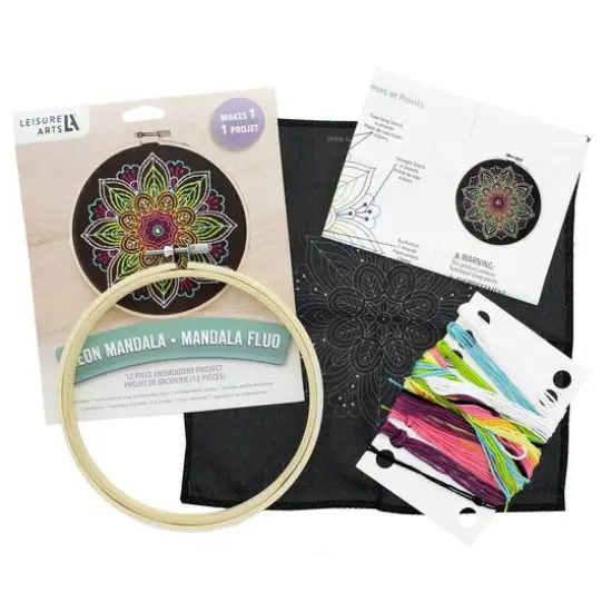 Leisure Arts&reg; 6" Neon Mandala Embroidery Kit {4}