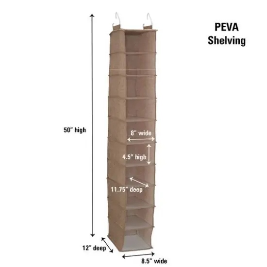 Household Essentials 10 Shelf Hanging Closet Organizer Brown {5}