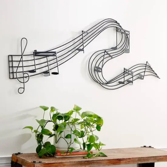 Black Music Notes Iron Traditional Wall Decor {9}