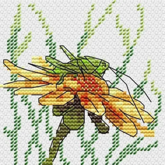 MP Studia Grasshopper On Coneflower Counted Cross Stitch Kit {1}