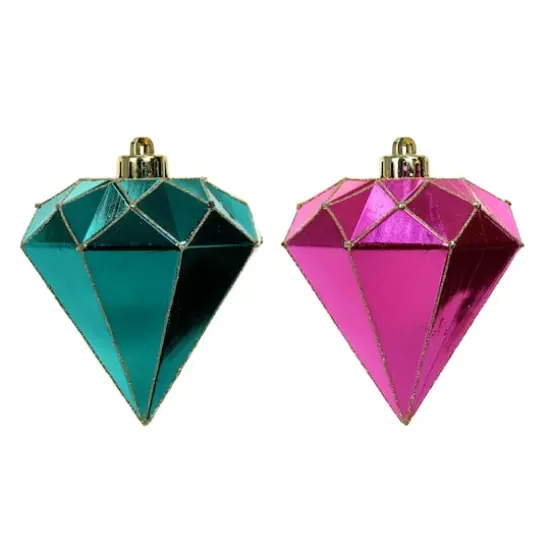 2 Pack 5.4" Pink & Teal Shatterproof Diamond Ornaments by Ashland&reg; {1}