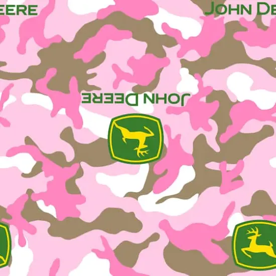 Springs Creative John Deere Logo on Pink Camo Fleece {4}