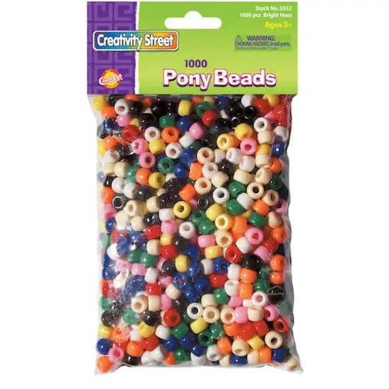 Creativity Street&reg; 9mm Bright Hues Pony Beads, 3 Packs of 1,000 {4}