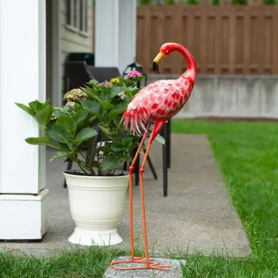 33" Bright Standing Flamingo Looking Back {5}
