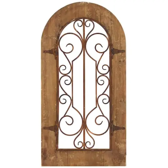 Brown Rustic Metal & Wood Arched Gate Wall D&eacute;cor {1}