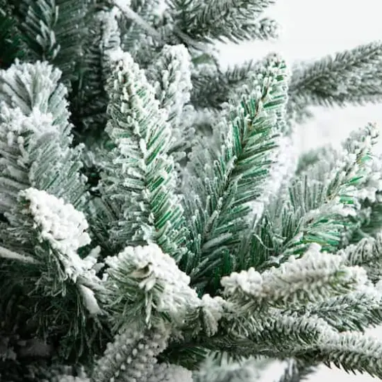 7ft. Pre-Lit Flocked Fir Artificial Christmas Tree, Warm White LED Lights  {5}