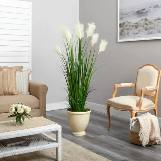 5ft. Wheat Plume Grass Plant in Urn Planter {4}