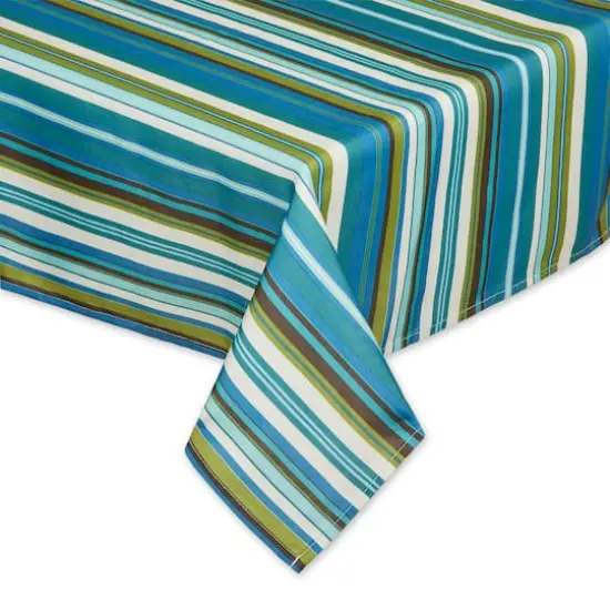 Beachy Stripe Print Outdoor Tablecloth with Zipper, 60" x 120" {3}