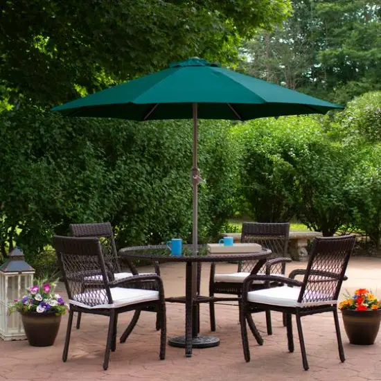 7.5ft. Outdoor Patio Market Umbrella with Hand Crank Hunter Green {3}