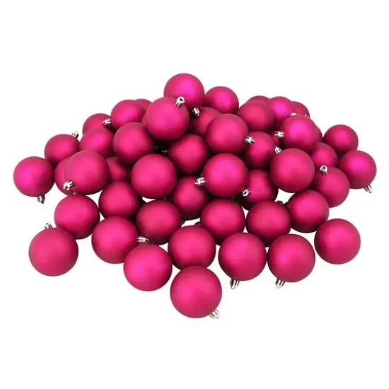 60ct. 2.5" Matte Magenta Plink Shatterproof Christmas Ball Ornaments {1}
