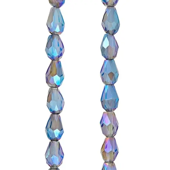 Blue Small Lustrous Teardrop Glass Beads, 6mm by Bead Landing&trade; {1}