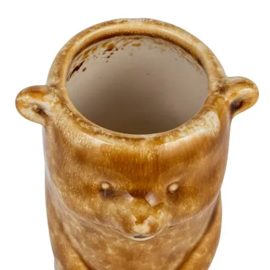 Hello Honey&reg; 7" Brown Reactive Crackle Glaze Stoneware Bear Vase {8}