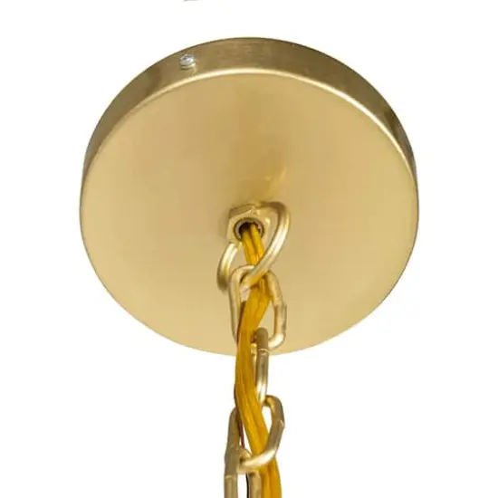 Hello Honey&reg; Marina Large Round Gold Metal & Natural Capiz Chandelier Style Pendant Ceiling Light {8}