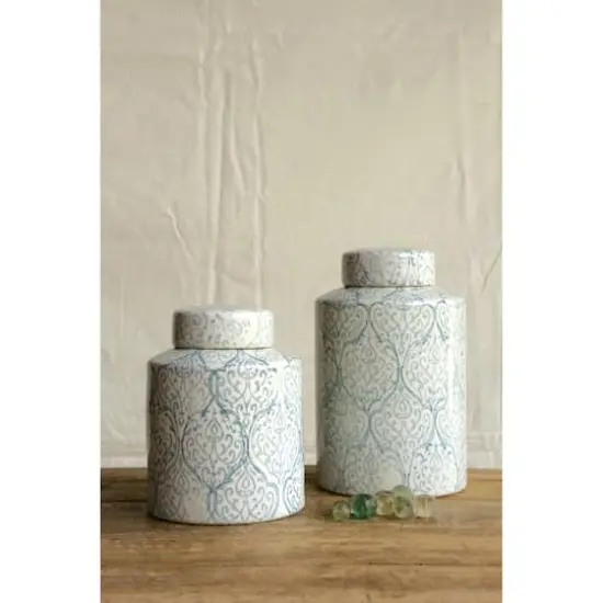 Blue & White Decorative Ceramic Ginger Jar {3}