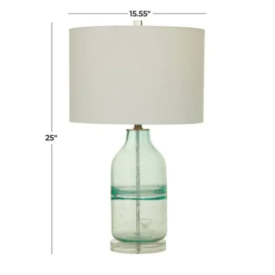 Teal Glass Table Lamp Set of 2 16", 25" {9}