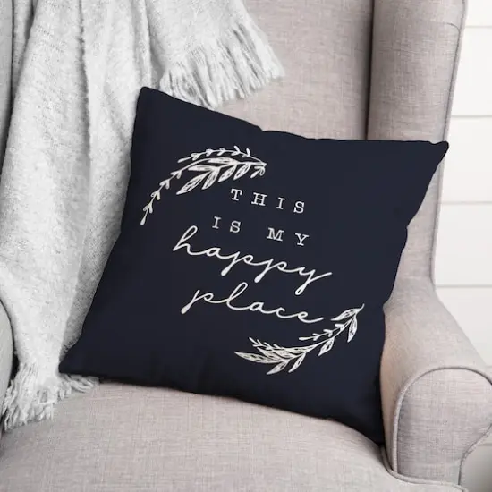 18" x 18" Happy Place Versatile Throw Pillow Navy {3}