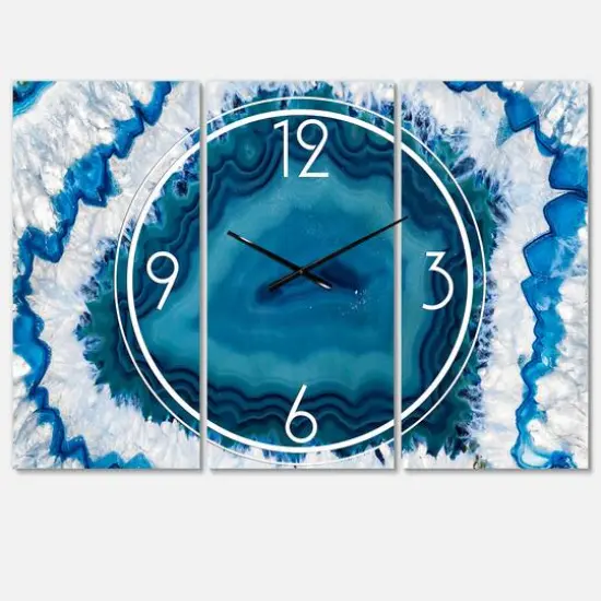 Designart Blue Agate Crystal Multipanel Wall Clock {1}