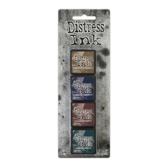 Tim Holtz&reg; Distress Ink Pad Mini Kit no 12 Brushed Corduroy/Chipped Sapphire/Aged Mahogany/Pine Needles {1}