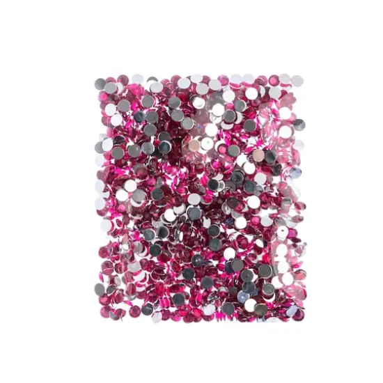 John Bead 6mm Acrylic Round Flat Back Rhinestones, 1,000ct. Fuchsia {4}