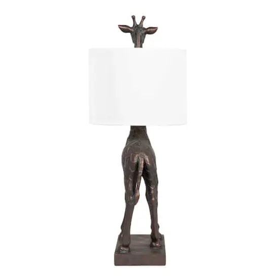Hello Honey&reg; 28" Bronze Giraffe Table Lamp with Linen Shade {10}