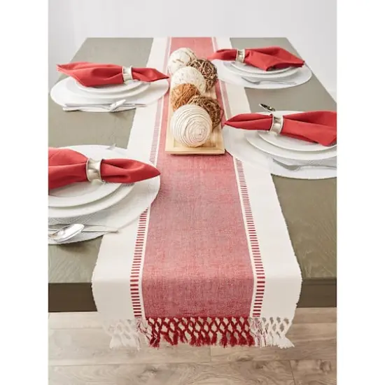 DII&reg; 72" Dobby Stripe Table Runner Barn Red {6}