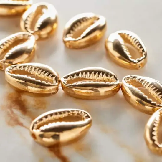 Gold Cowrie Shell Beads by Bead Landing&reg;, 17mm {3}
