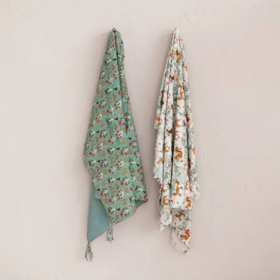 Hello Honey&reg; 60" Flora & Fauna Hand-Woven Cotton Quilt with Stitch Edge & Tassels {3}