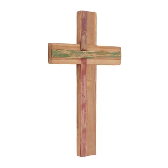Brown Wood Industrial Cross Wall Decor, 20" x 12" x 2" {4}