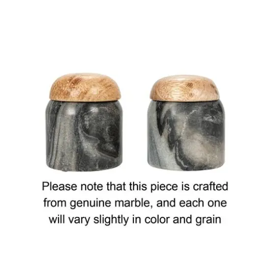 Hello Honey&reg; 3.25" Gray Marble & Mango Wood Pinch Pot with Lid {9}
