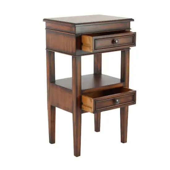 29" Pine Traditional Accent Table Brown {4}