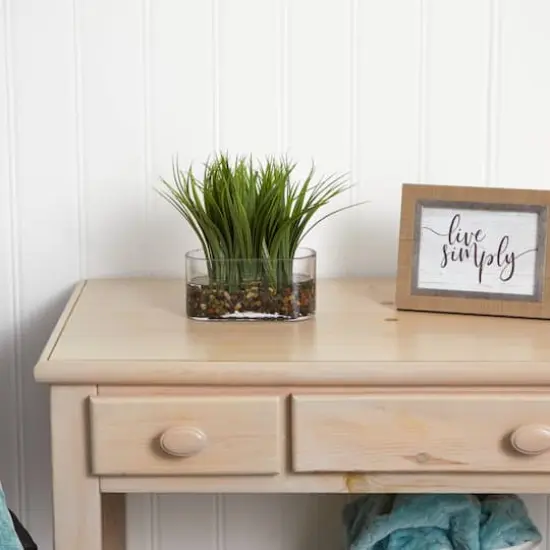 9'' Vanilla Grass Plant in Clear Oval Vase {3}