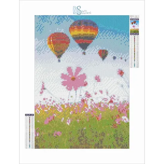 Sparkly Selections Hot Air Balloons Over Flowers Diamond Painting Kit, Round Diamonds {3}