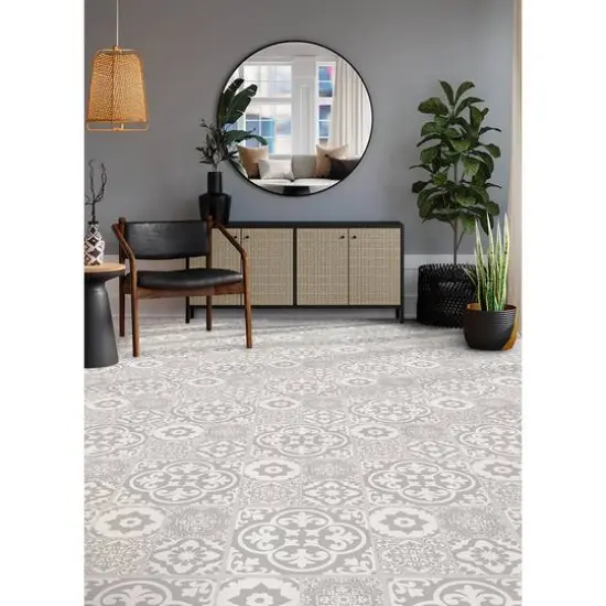 FloorPops Valencia Peel & Stick Floor Tiles, 6ct. Gray {6}
