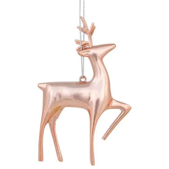 4.75" Shiny Rose Gold Reindeer Ornament {10}