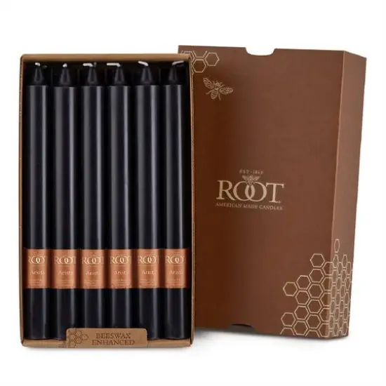 Root Candles Arista&trade; 9" Smooth Dinner Candles, 12ct. Black {1}