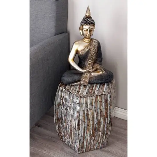 16" Multicolor Barrel-Shaped Shell Side Table {7}