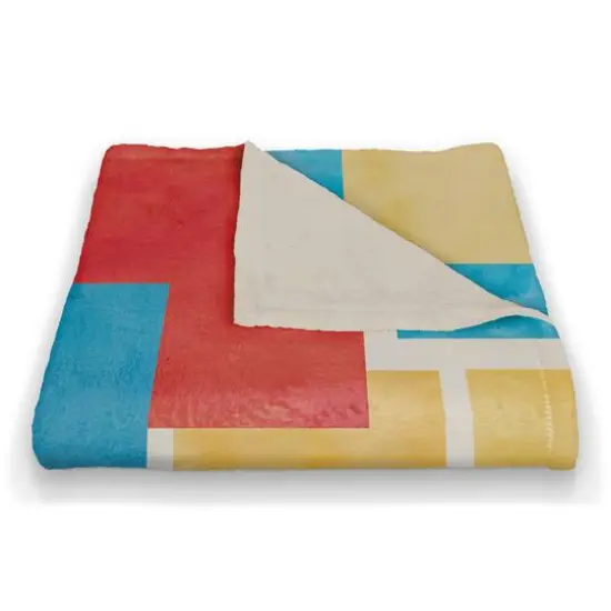 Colorful Primary Abstract II 50" x 60" Coral Fleece Blanket {3}