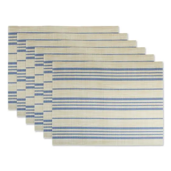 DII® French Blue Striped Farmhouse Woven Placemat Set, 6ct. {1}