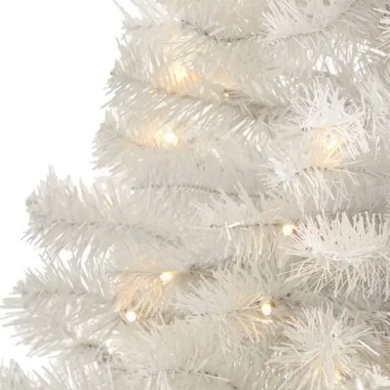 4ft. Pre-Lit White Artificial Christmas Tree, Clear LED Lights {4}