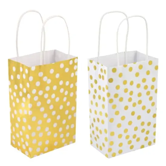 Small Gold & White Polka Dot Gift Bag Value Pack by Celebrate It&trade; {1}